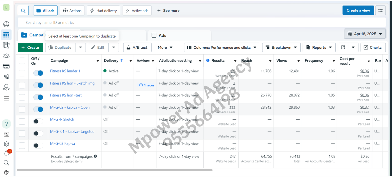 Mpower Ad Agency Facebook Ads Live Report Data Price Lead Cost 6